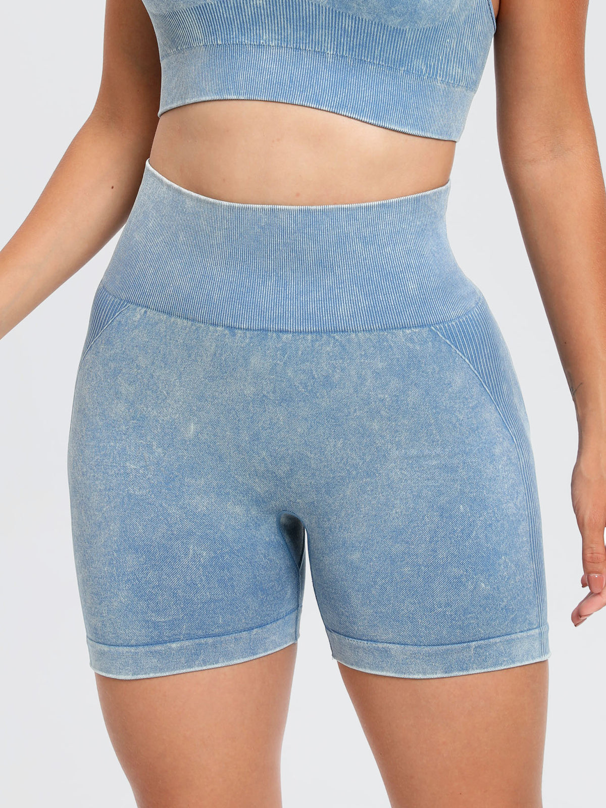 Washed High Waist Active Shorts, NikkiandNaomi