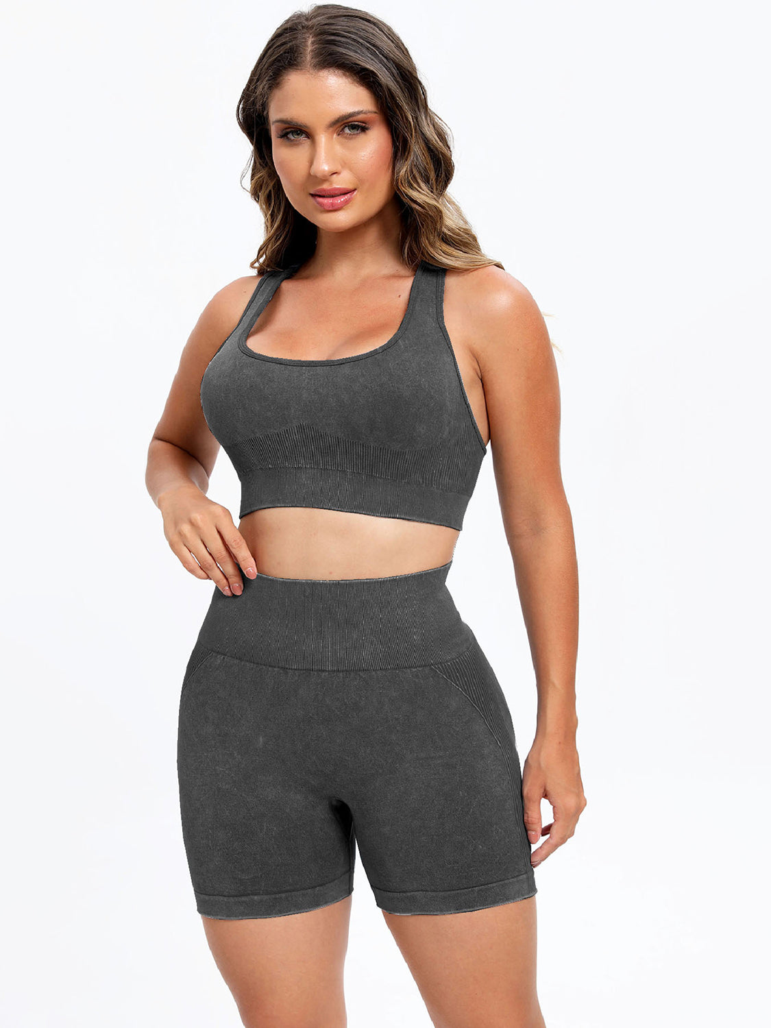 Scoop Neck Wide Strap Top and Shorts Active Set, NikkiandNaomi