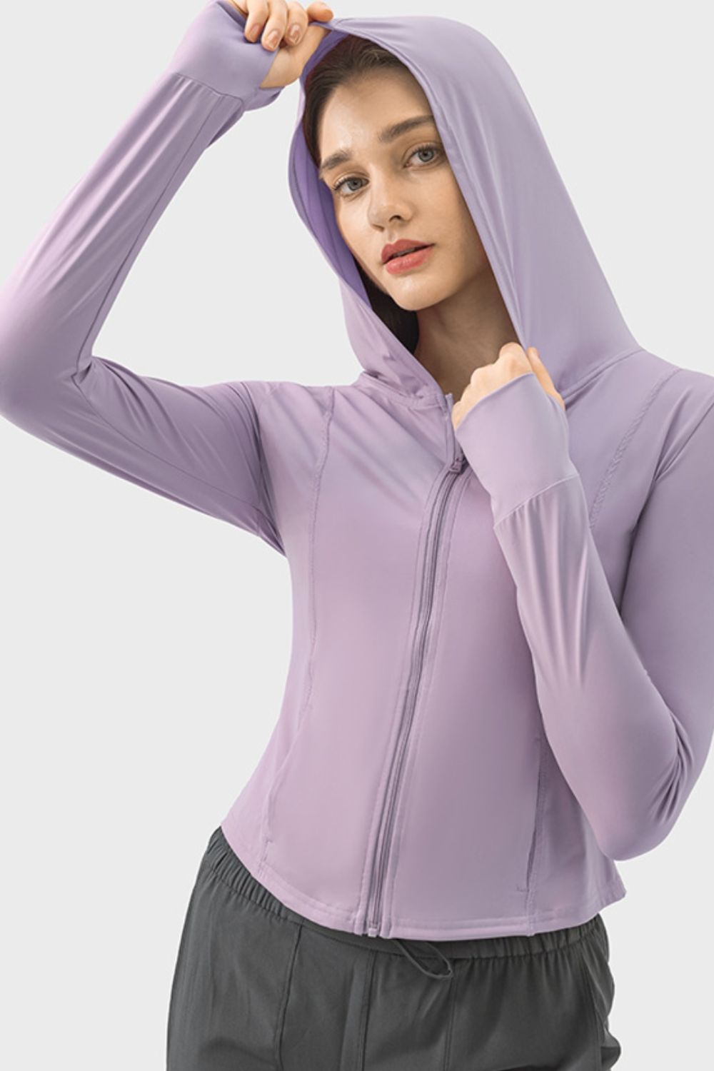 Millennia Pocketed Zip Up Hooded Long Sleeve Active Outerwear, NikkiandNaomi