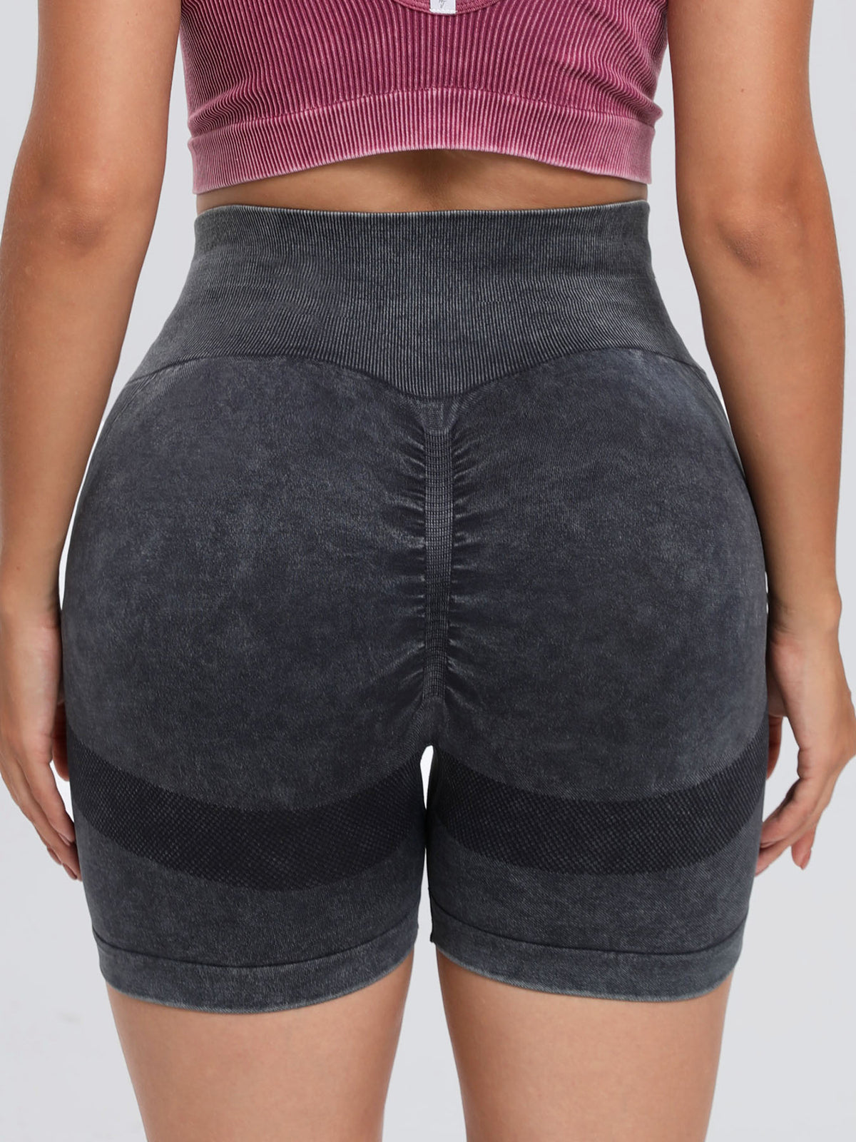 Washed High Waist Active Shorts, NikkiandNaomi