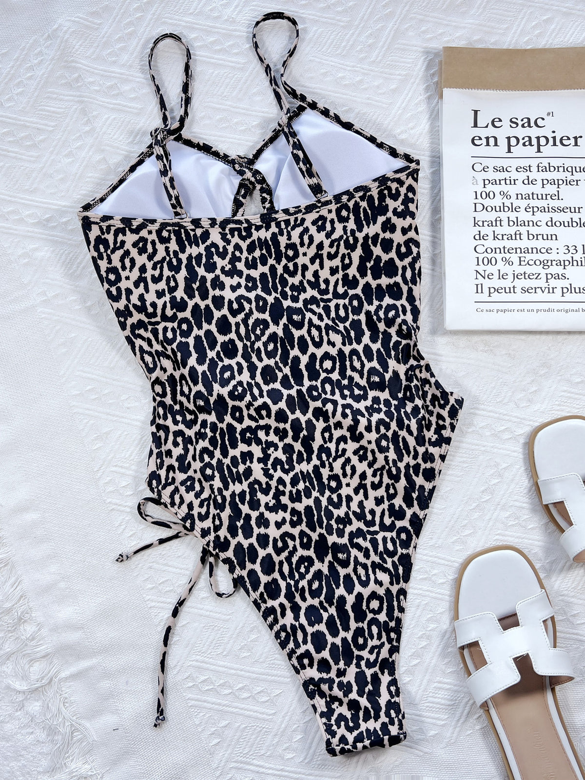 Leopard Cutout Tied One-Piece Swimsuit, NikkiandNaomi