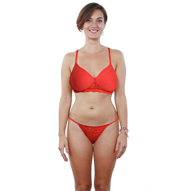 Sexy Red Padded Bra Thong Set, NikkiandNaomi