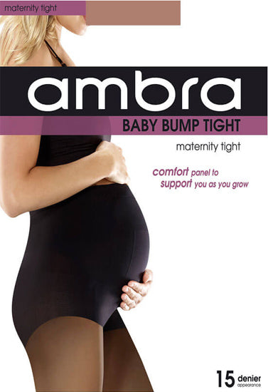 Pantimedias de mujer Ambra Baby Bump negras altas de 15 deniers, paquete de 2