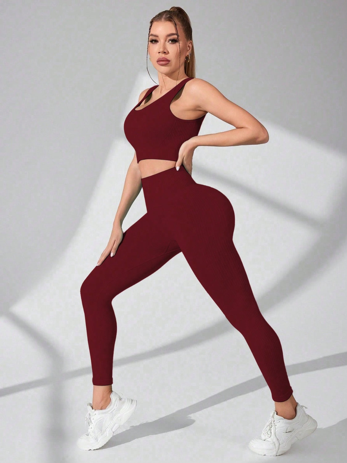 Scoop Neck Wide Strap Top and Pants Active Set, NikkiandNaomi