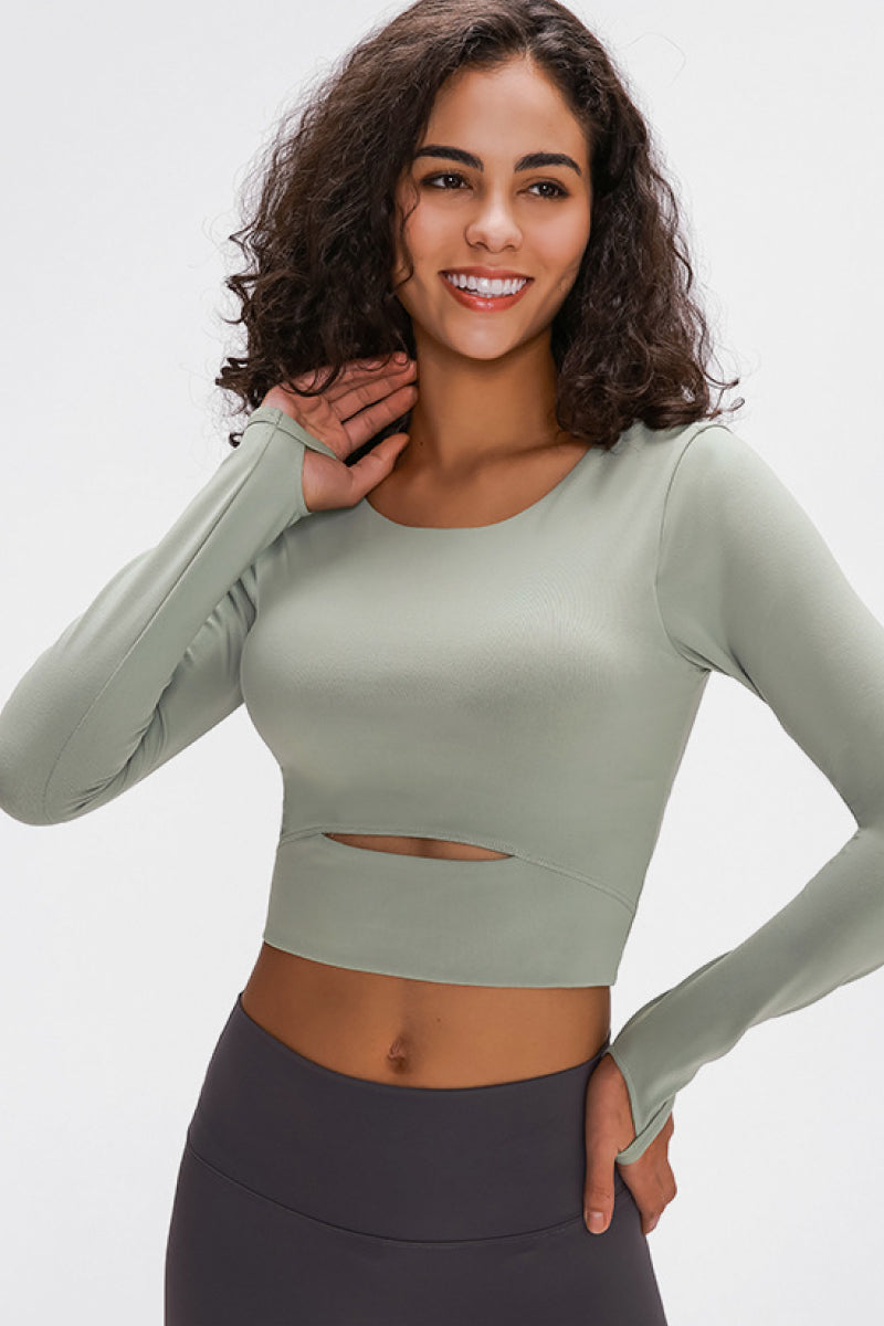 Millennia Long Sleeve Cropped Top With Sports Strap, NikkiandNaomi