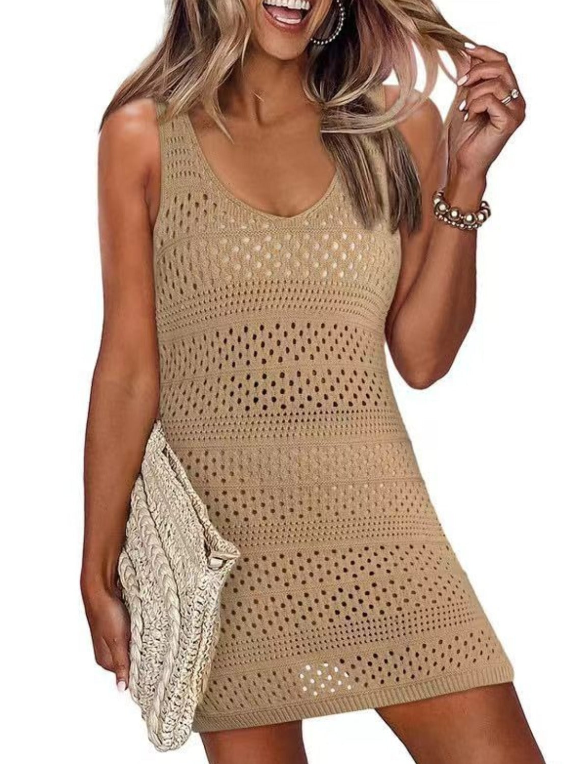 Openwork Scoop Neck Cover Up, NikkiandNaomi