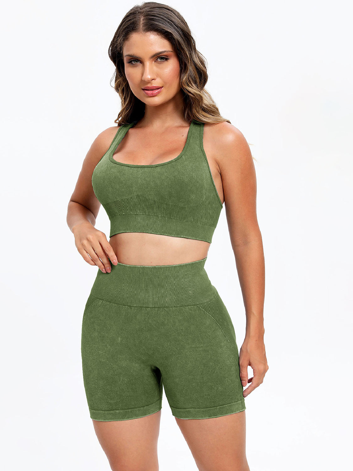 Scoop Neck Wide Strap Top and Shorts Active Set, NikkiandNaomi