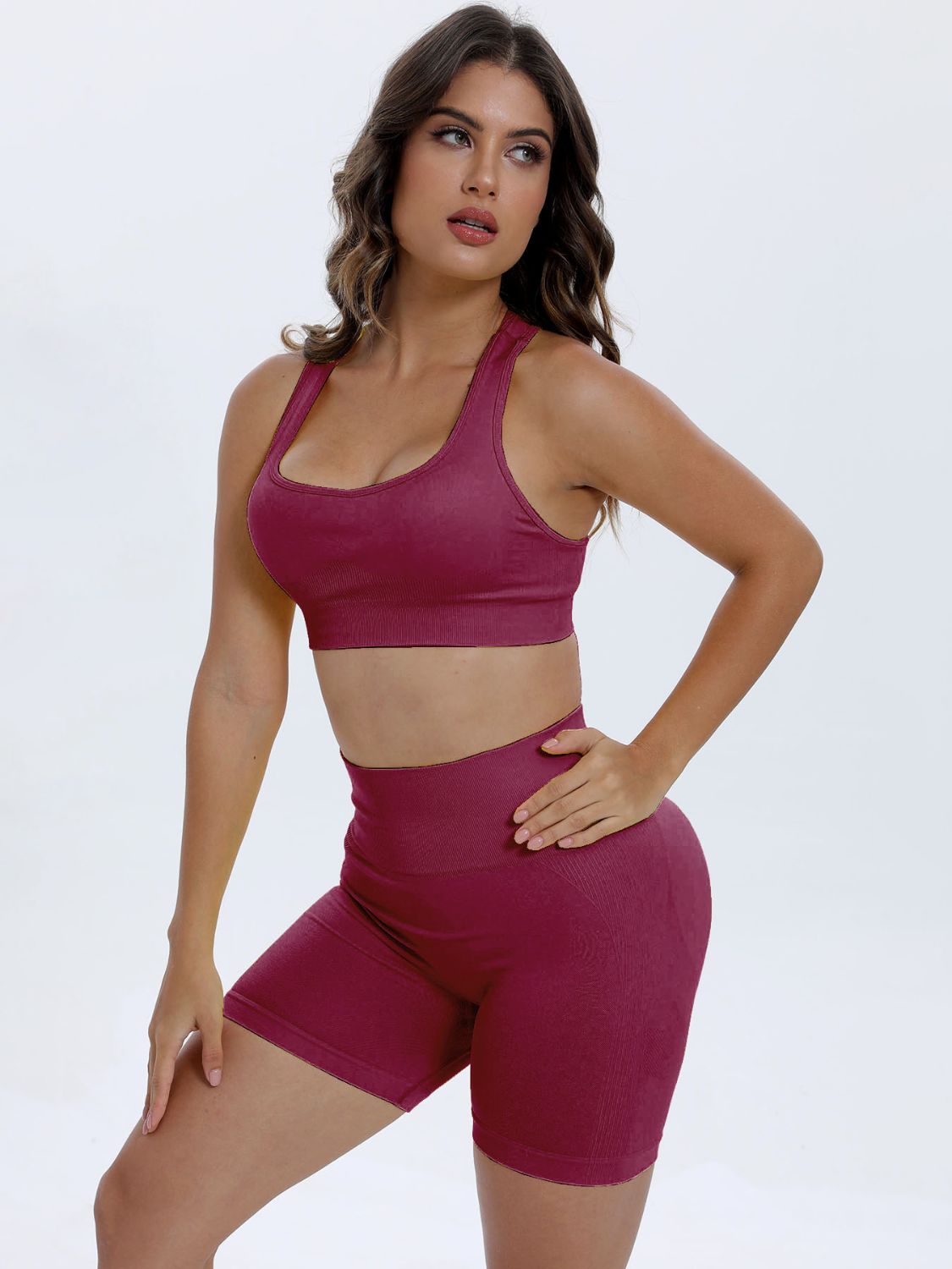 Scoop Neck Wide Strap Top and Shorts Active Set, NikkiandNaomi