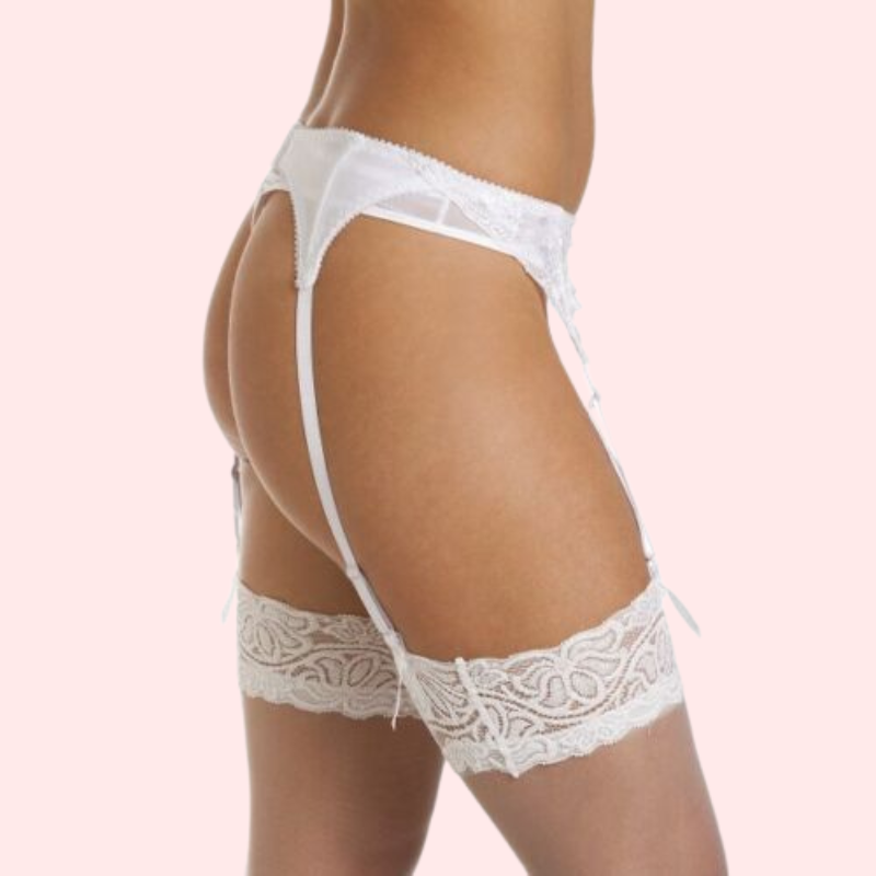 Silky White Lace Garter Belt for Women by Nikki