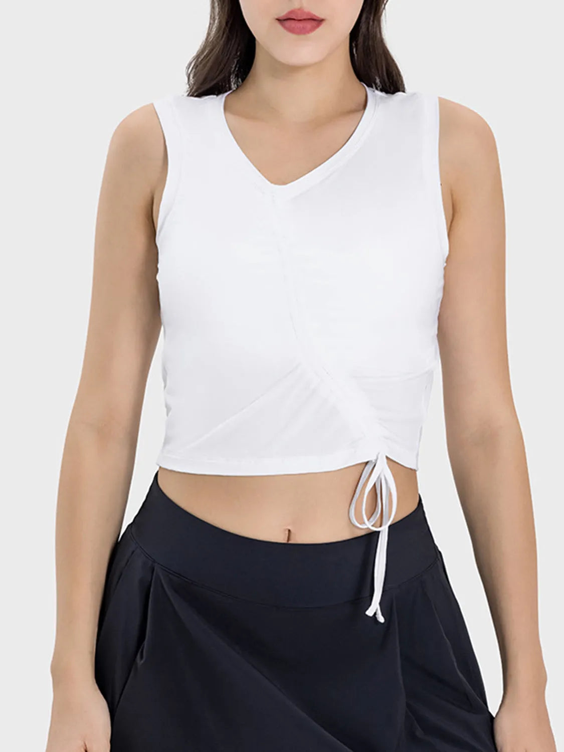 Millennia Drawstring Ruched Wide Strap Active Tank, NikkiandNaomi