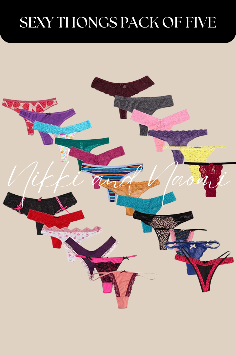 Different styles of thongs pack of 5