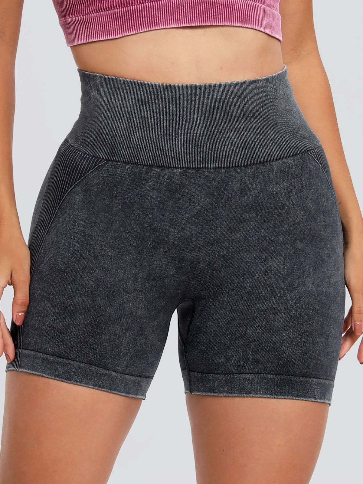 Washed High Waist Active Shorts, NikkiandNaomi