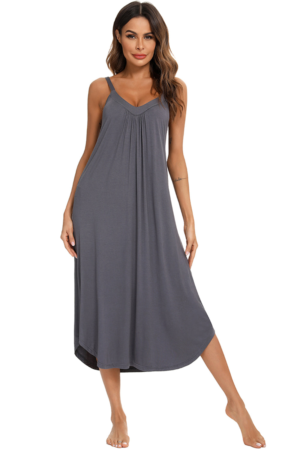 V-Neck Midi Lounge Dress, NikkiandNaomi