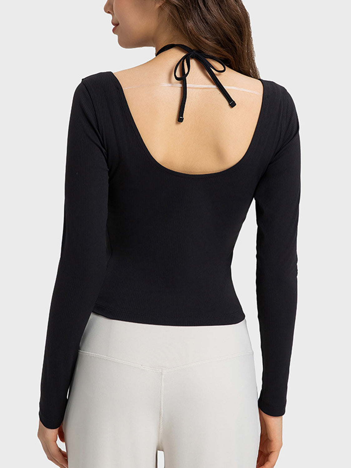 Millennia Halter Neck Long Sleeve Sporty Top, NikkiandNaomi