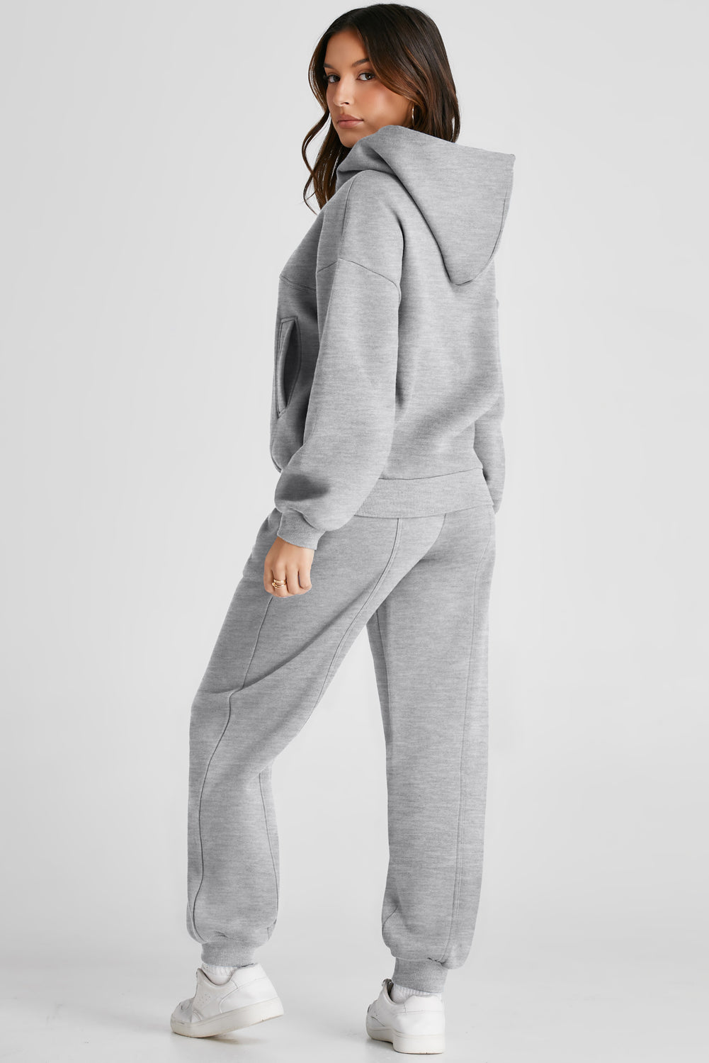 Dropped Shoulder Long Sleeve Hoodie and Pants Active Set, NikkiandNaomi