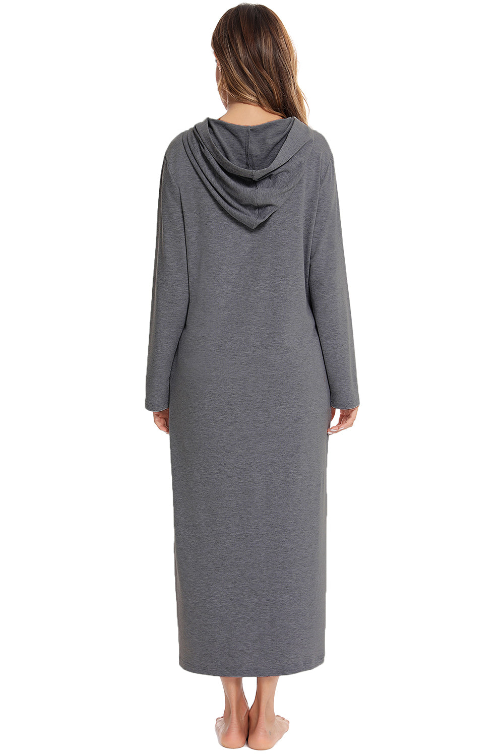 Zip Front Hooded Night Dress with Pockets, NikkiandNaomi