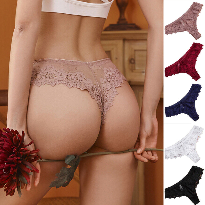 Women Floral Lace Thong Underwear (Pack of 3), NikkiandNaomi