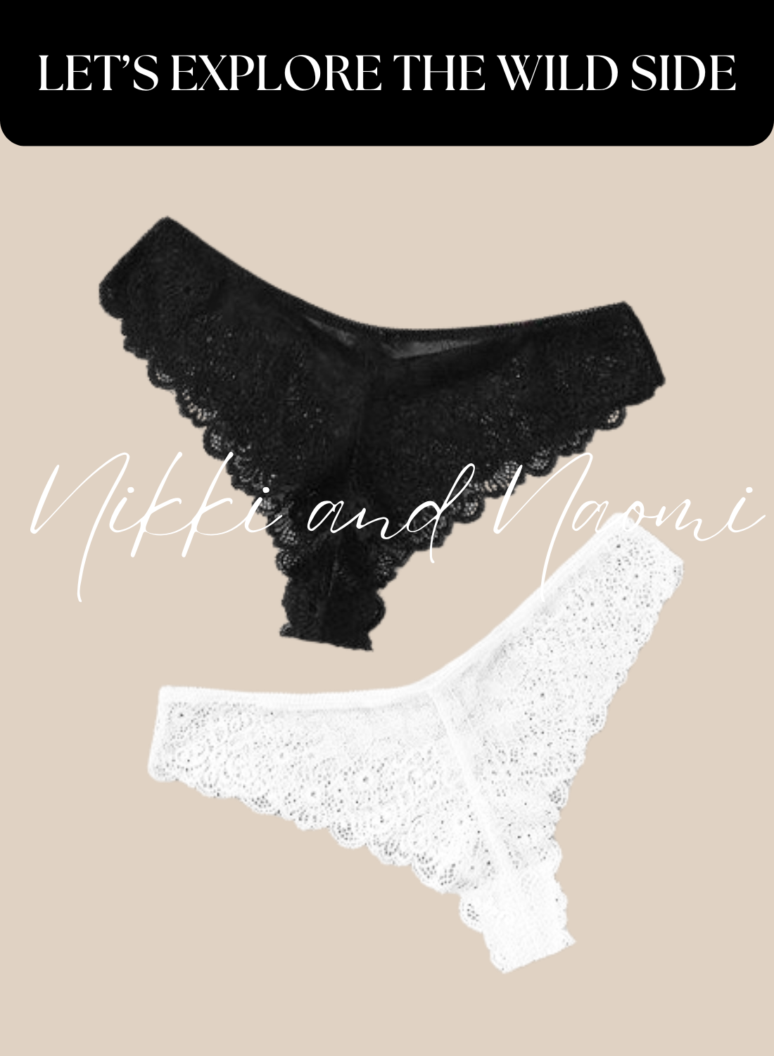 Classic Lace Hipster Duet Black and White by Nikki and Naomi