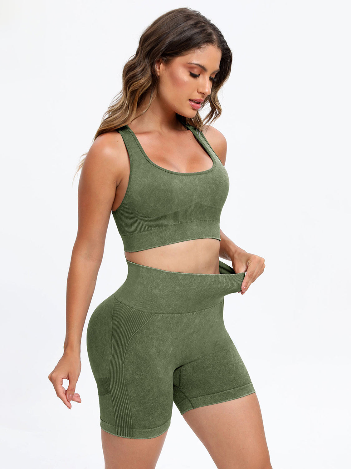 Scoop Neck Wide Strap Top and Shorts Active Set, NikkiandNaomi