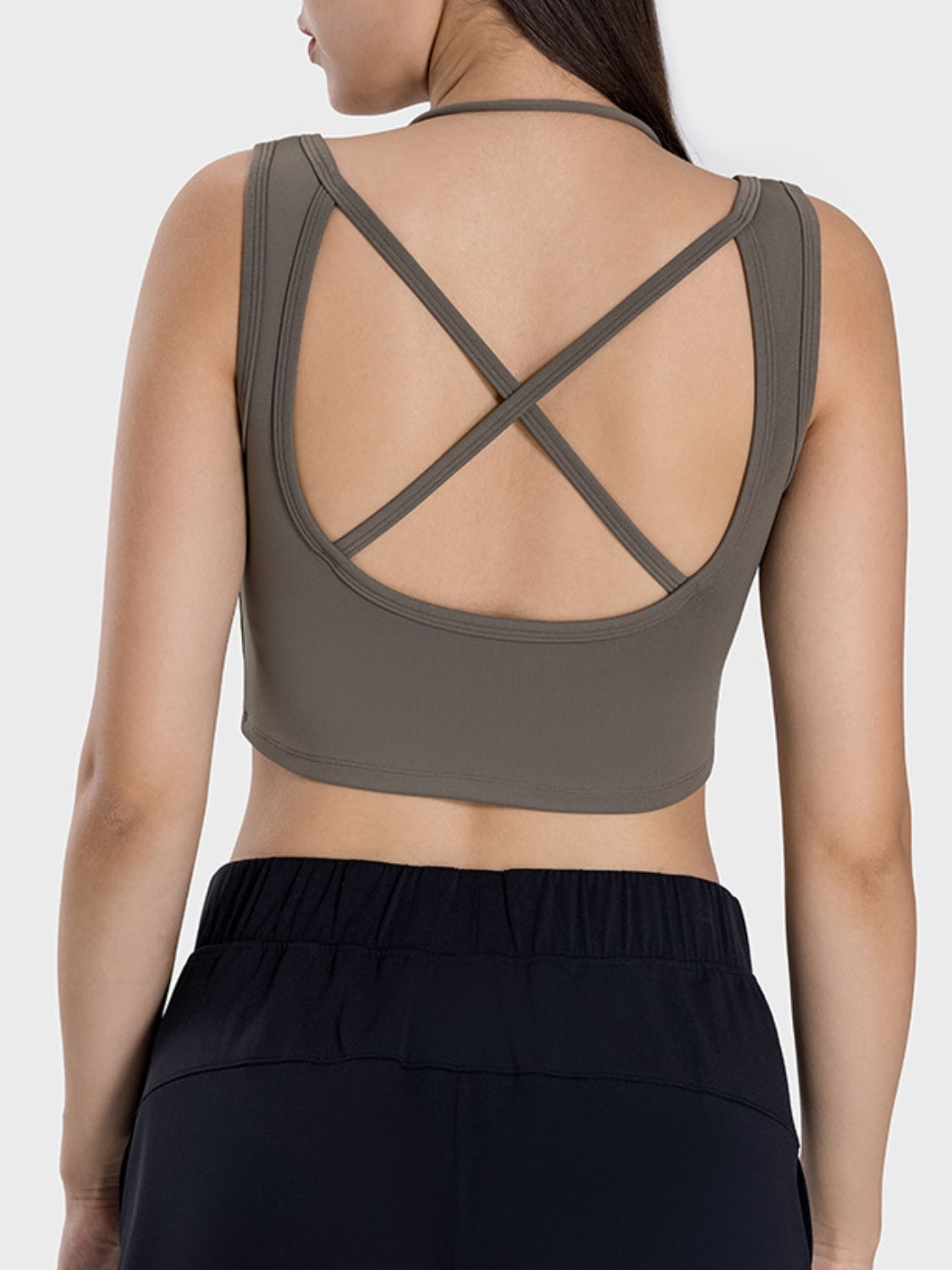 Millennia Crisscross Square Neck Active Tank, NikkiandNaomi