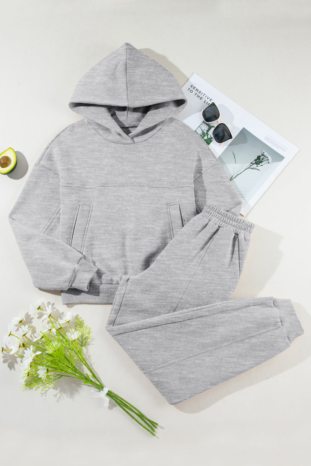 Dropped Shoulder Long Sleeve Hoodie and Pants Active Set, NikkiandNaomi