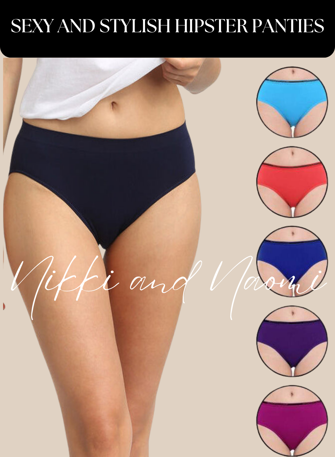 A pack of five colorful hipster panties.