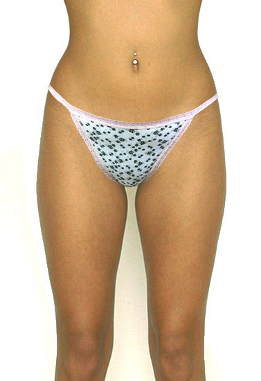 Essentials Cotton Stretch Floral Print Lace Thong