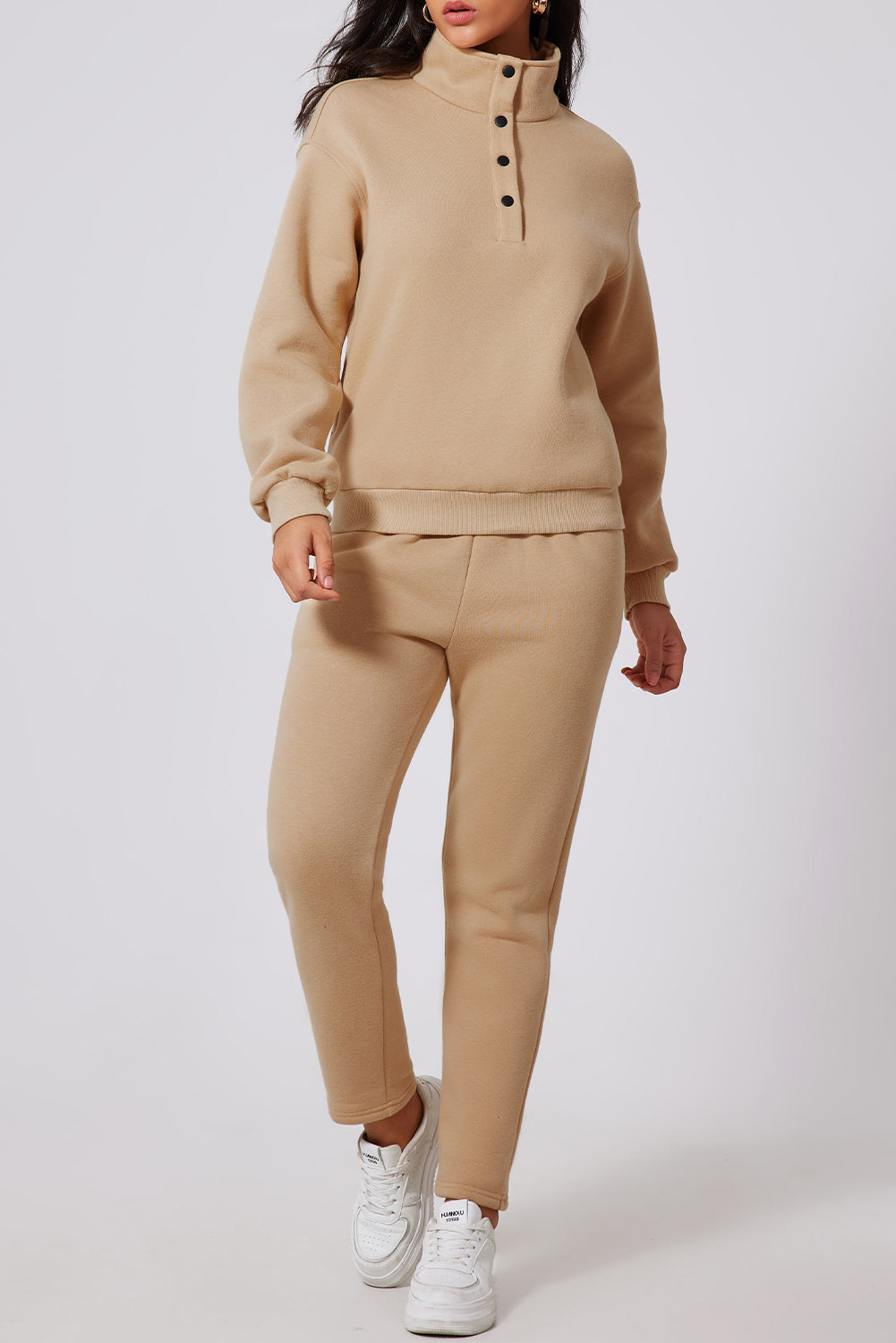 Half Snap Turtleneck Top and Pants Active Set, NikkiandNaomi