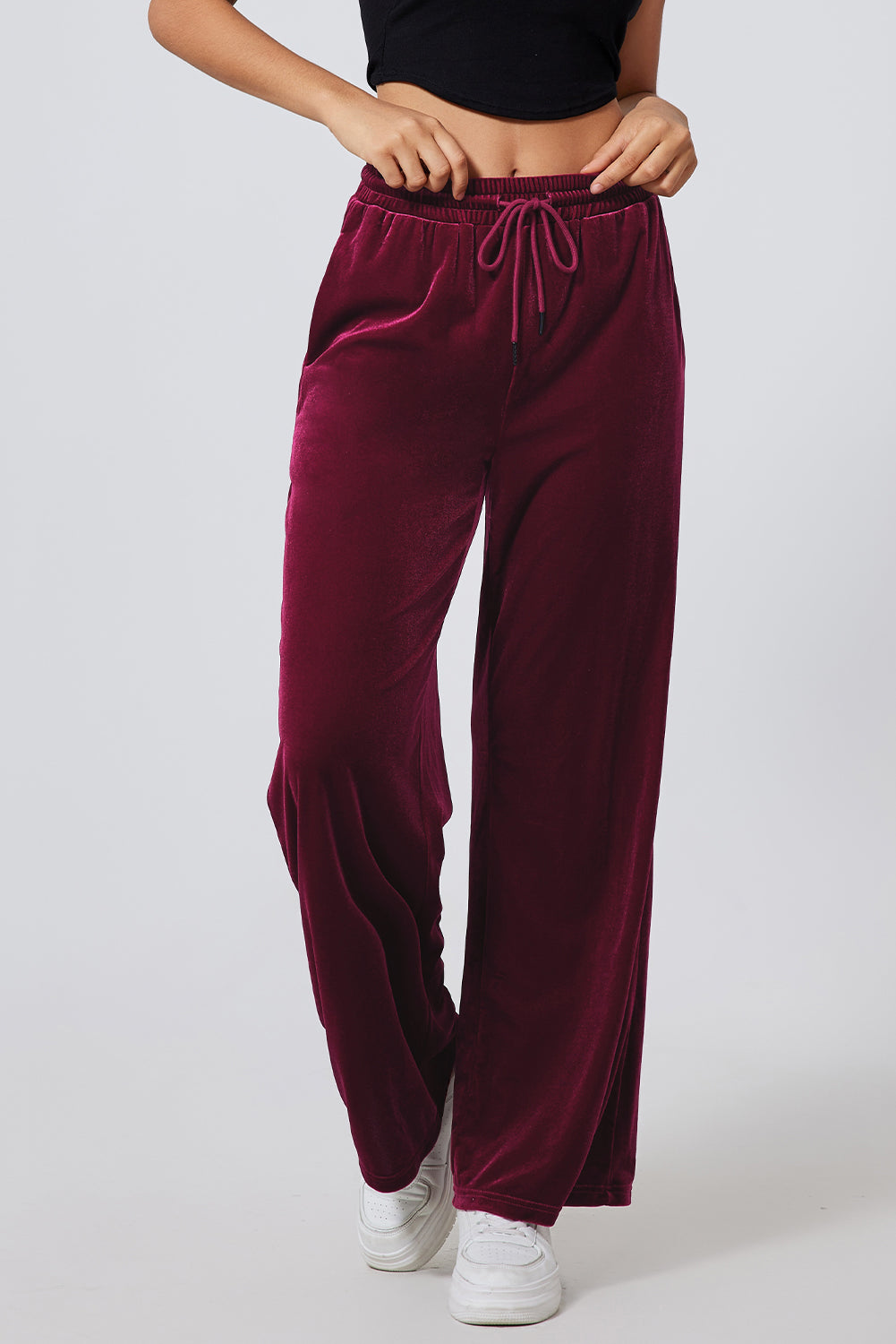 Drawstring Wide Leg Active Pants, NikkiandNaomi