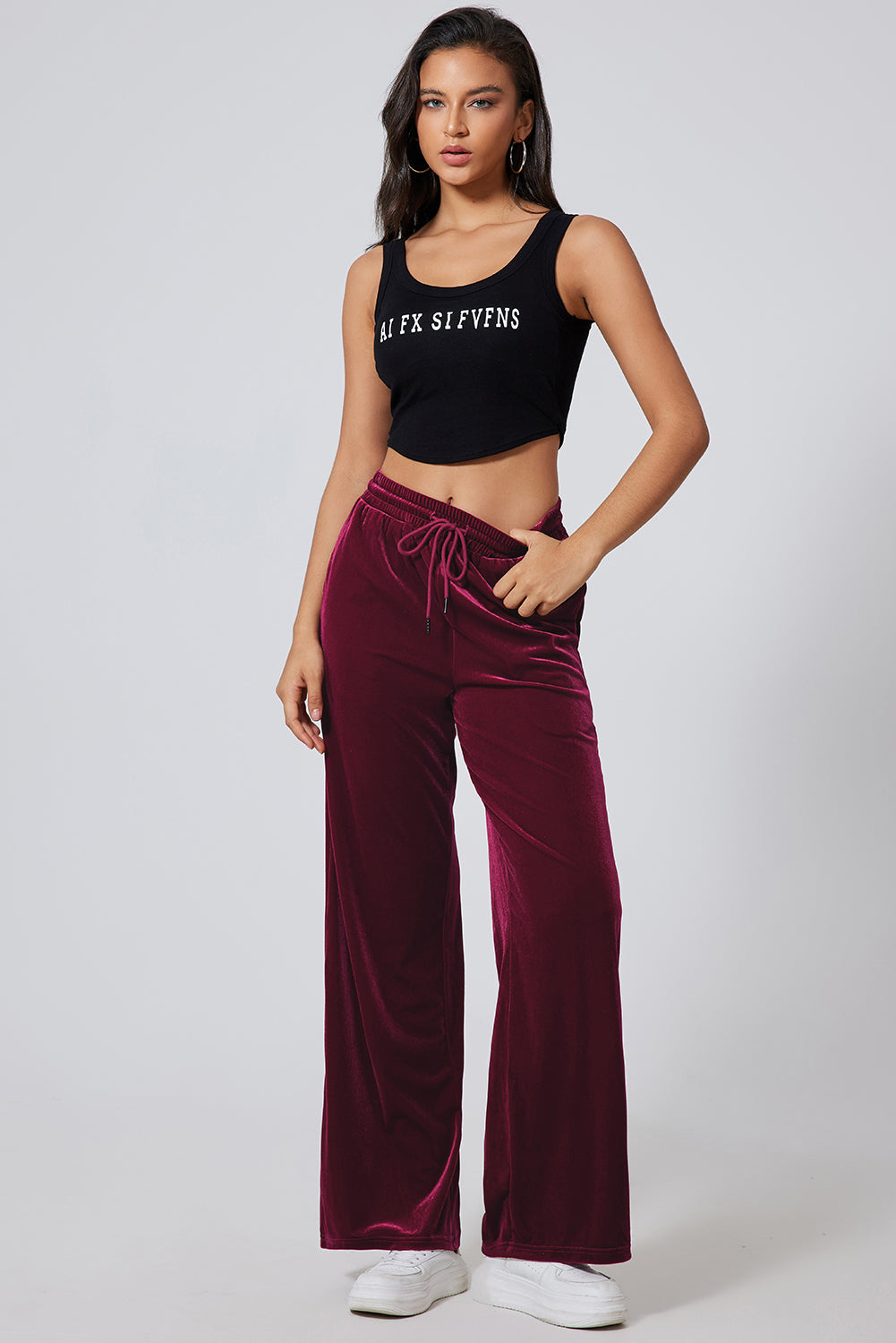 Drawstring Wide Leg Active Pants, NikkiandNaomi