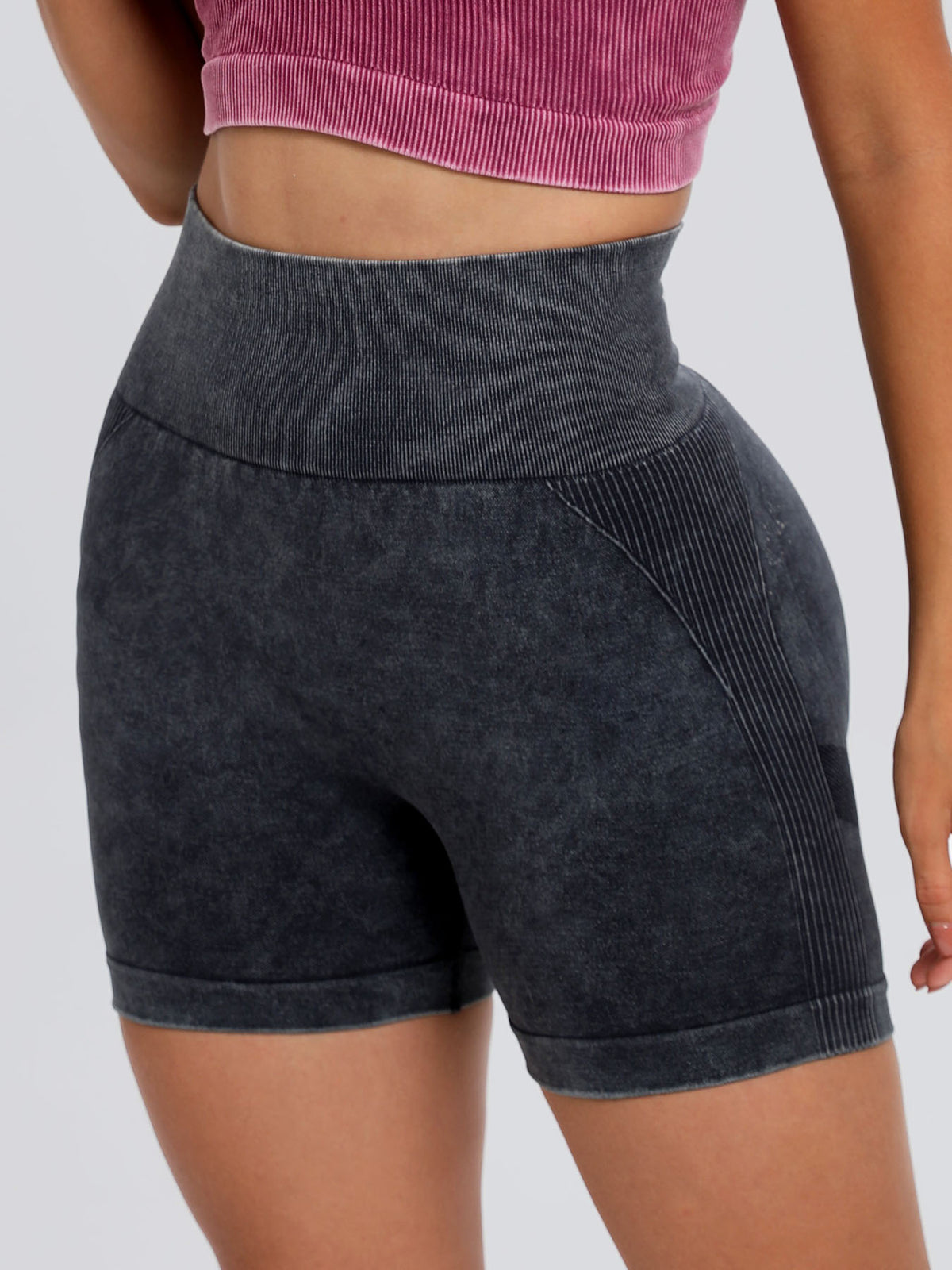 Washed High Waist Active Shorts, NikkiandNaomi