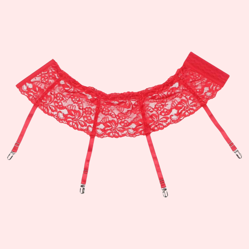 Elegant Nikki and Naomi Red Lace Garter Belt