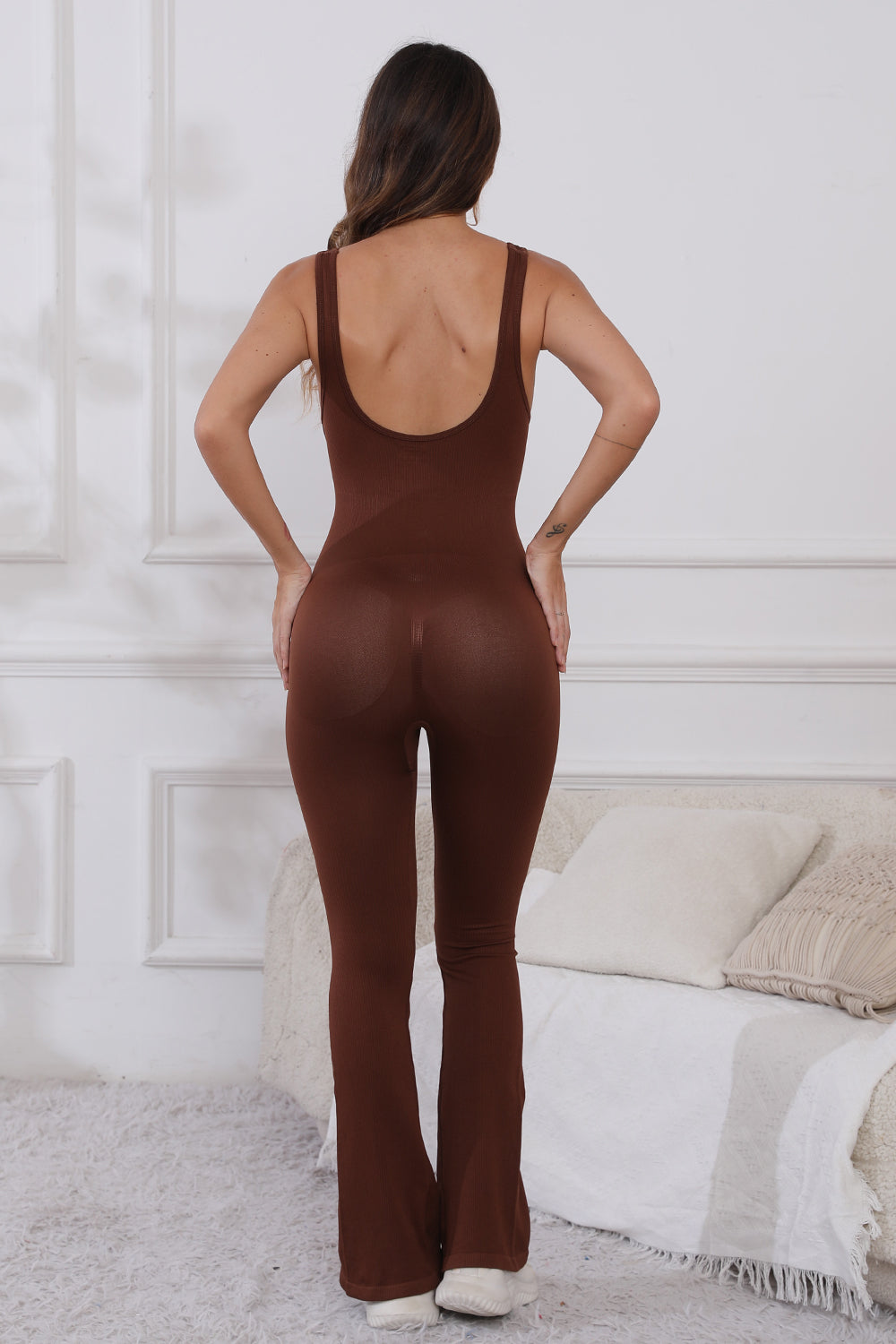 Scoop Neck Wide Strap Active Jumpsuit, NikkiandNaomi