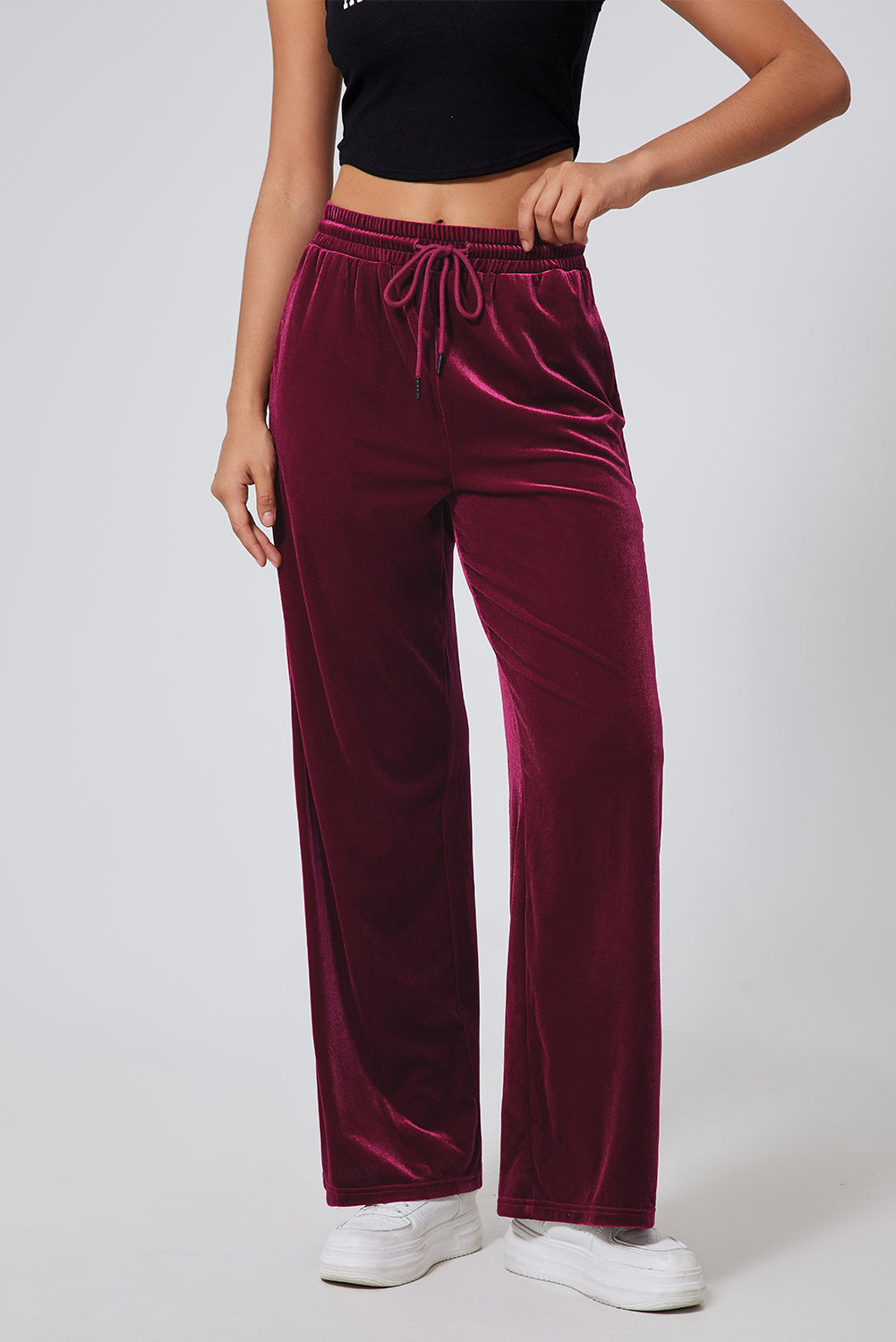 Drawstring Wide Leg Active Pants, NikkiandNaomi