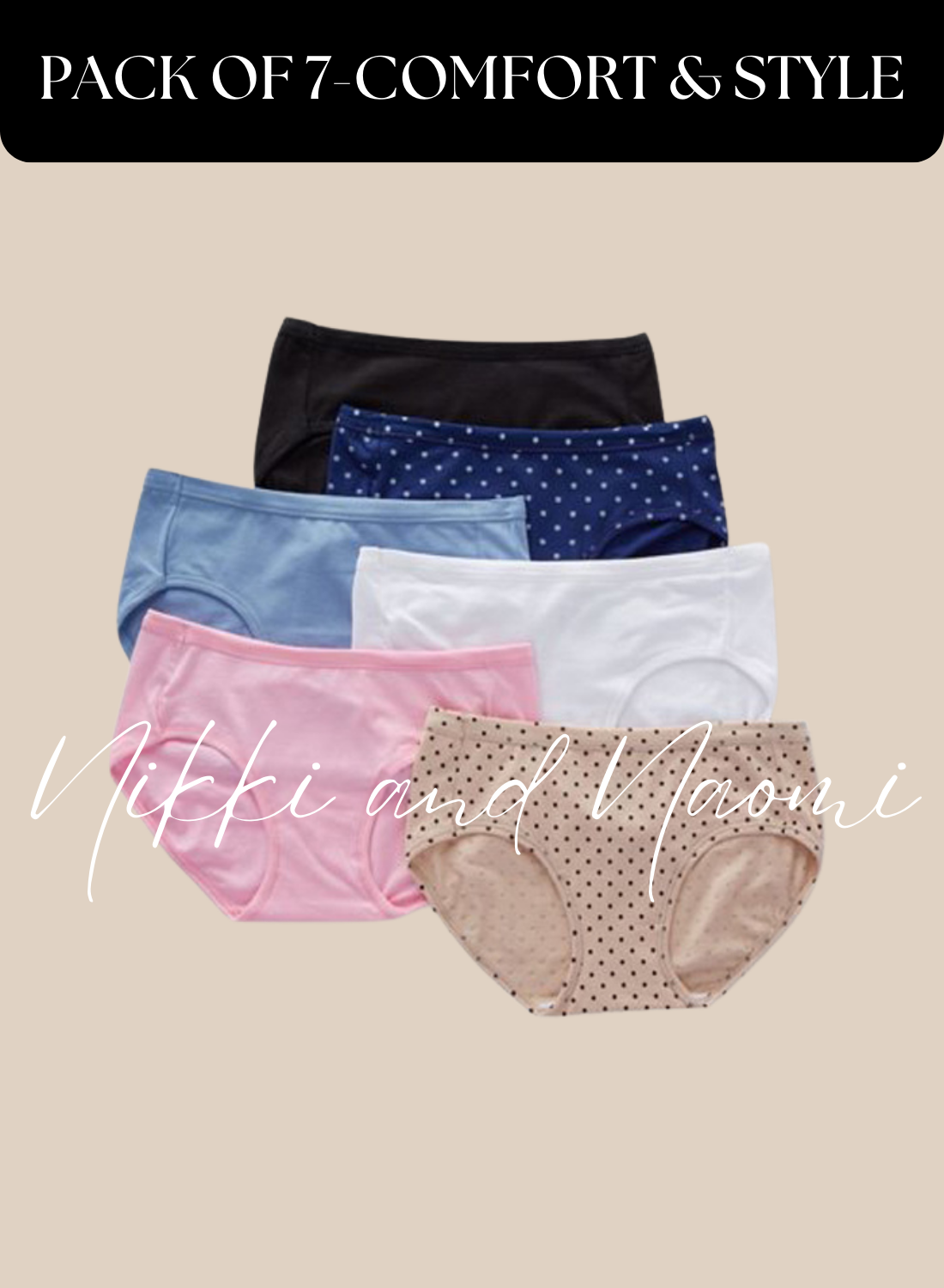 pack of seven hipster panties in assorted colors