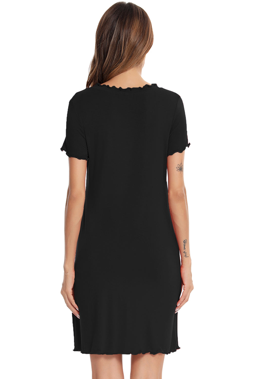 Round Neck Short Sleeve Lounge Dress, NikkiandNaomi