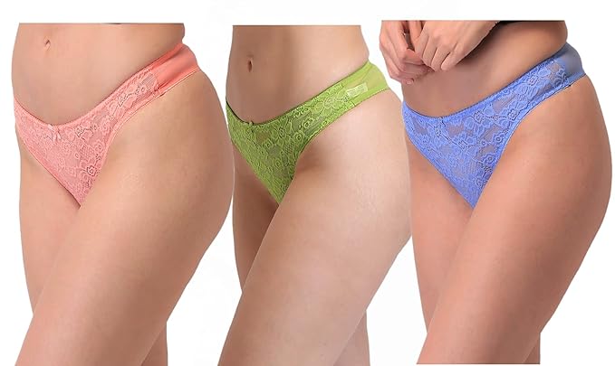 Set of 3 Delicate Lace Panties for Women, NikkiandNaomi