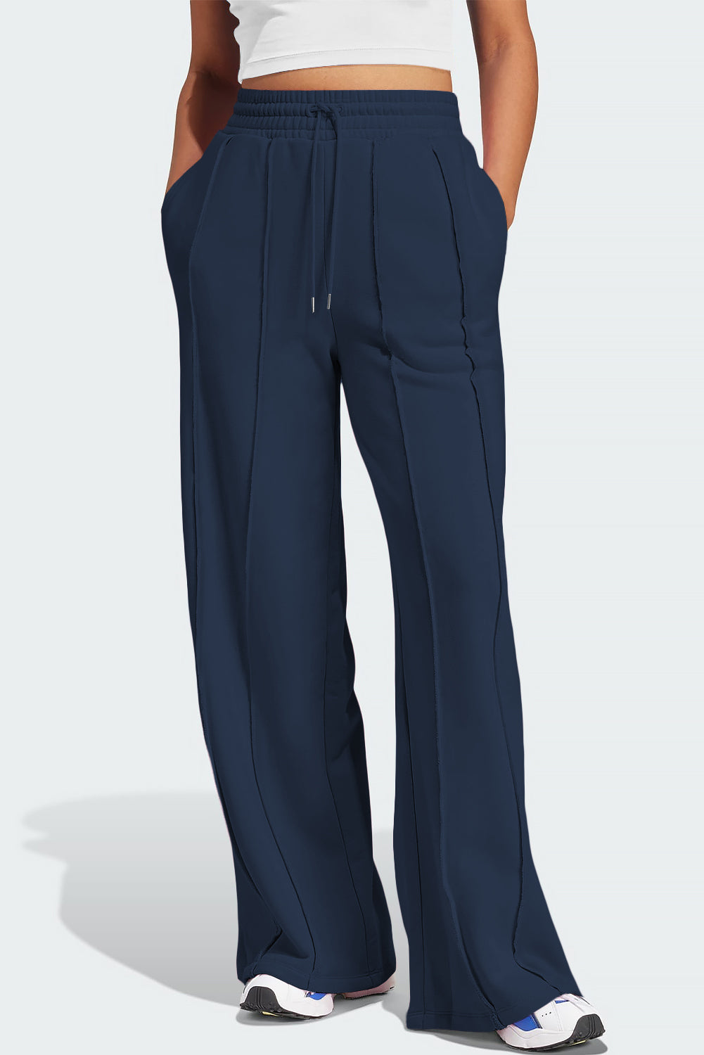 Drawstring Wide Leg Active Pants, NikkiandNaomi