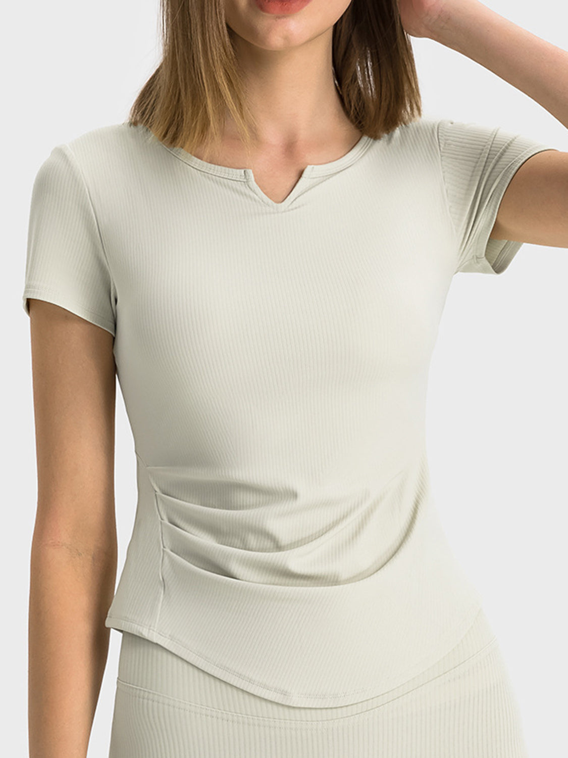 Millennia Notched Short Sleeve Active T-Shirt, NikkiandNaomi