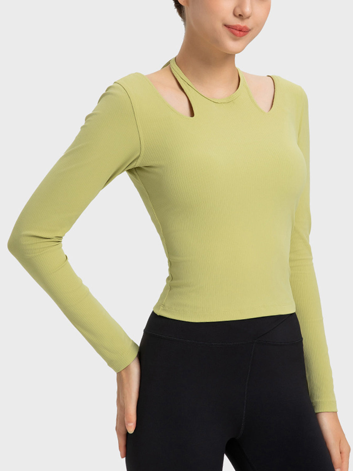 Millennia Halter Neck Long Sleeve Sporty Top, NikkiandNaomi