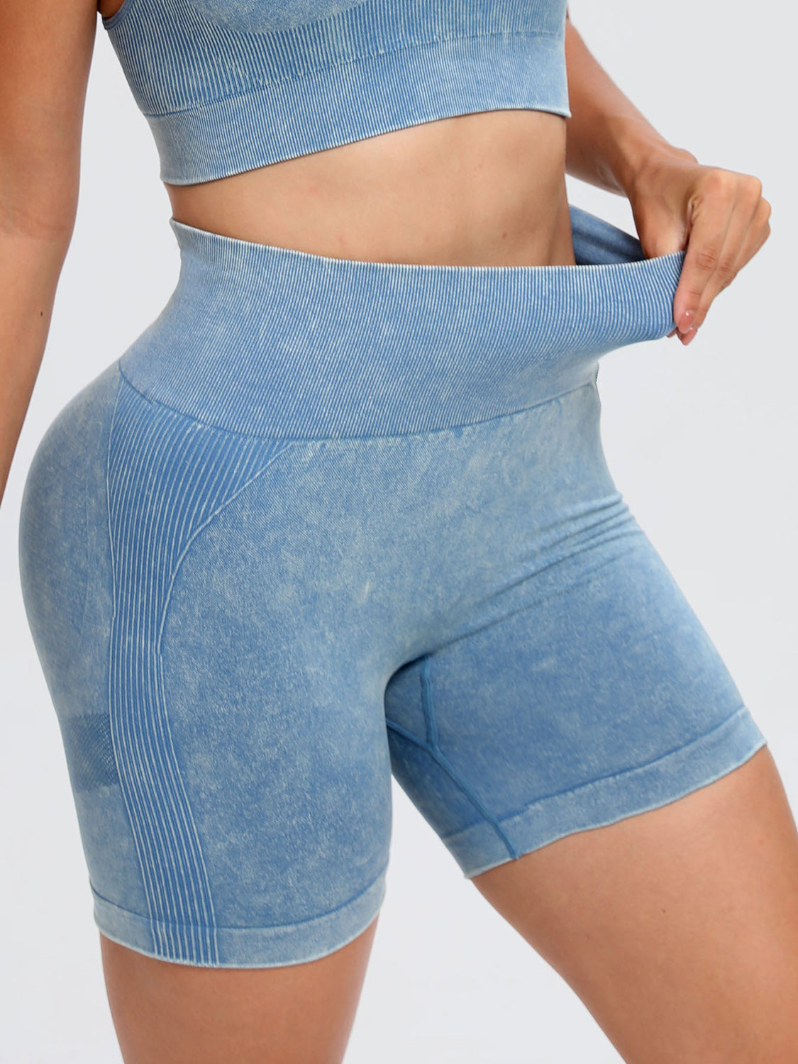 Washed High Waist Active Shorts, NikkiandNaomi