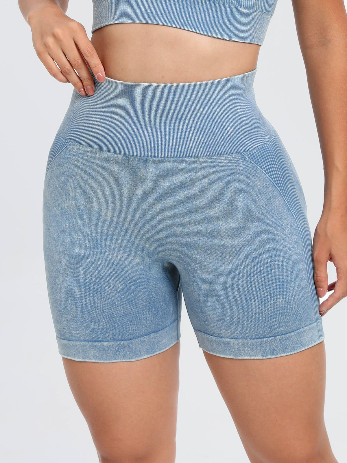 Washed High Waist Active Shorts, NikkiandNaomi