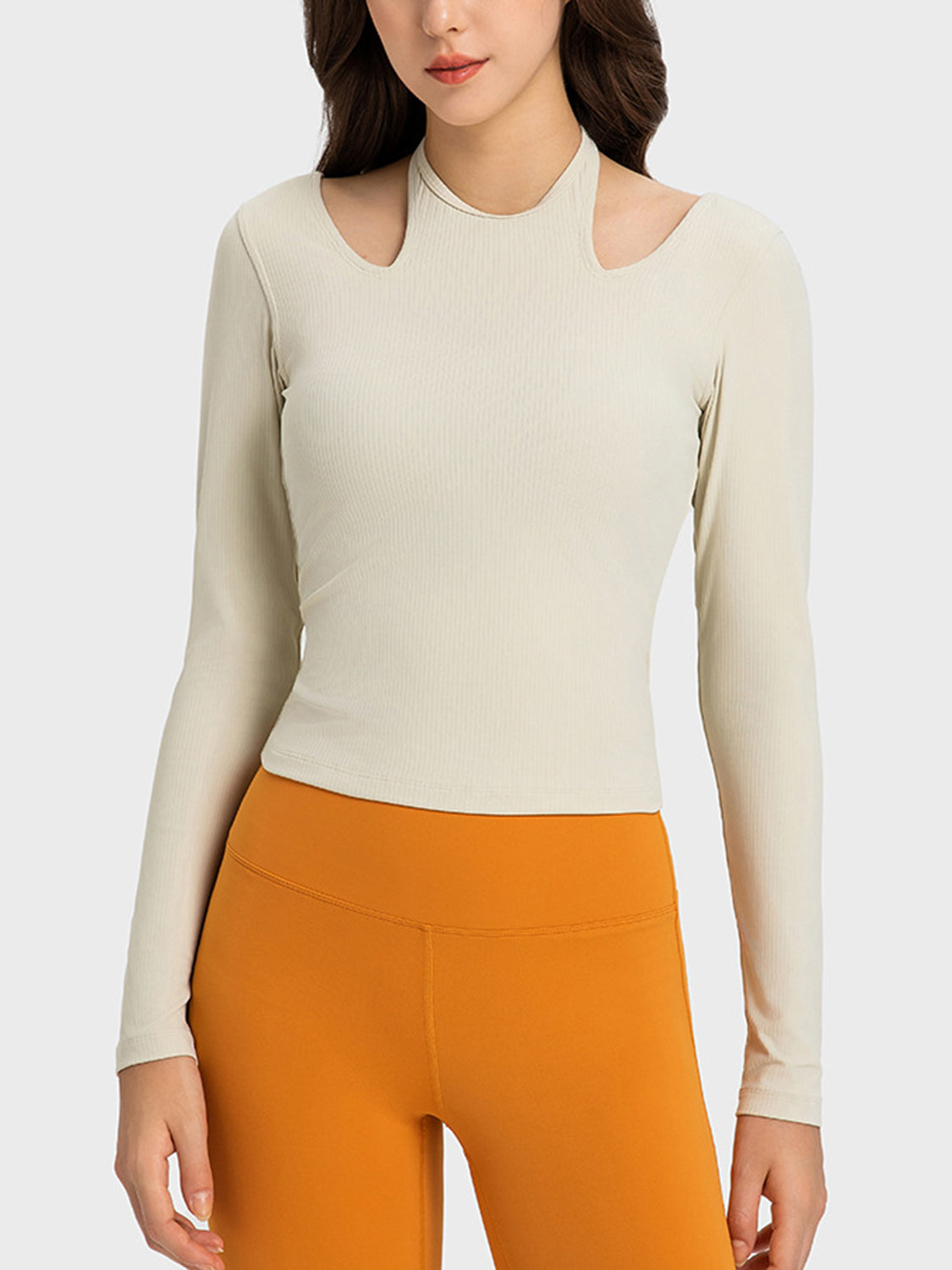 Millennia Halter Neck Long Sleeve Sporty Top, NikkiandNaomi