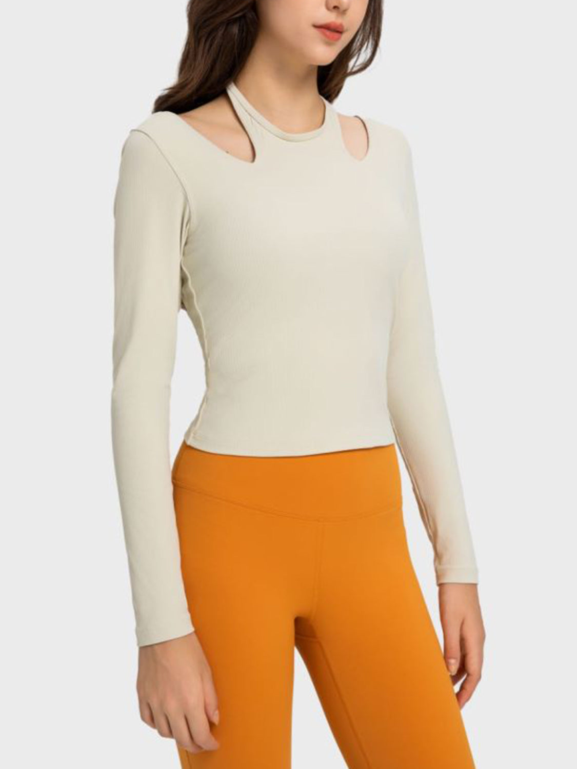 Millennia Halter Neck Long Sleeve Sporty Top, NikkiandNaomi