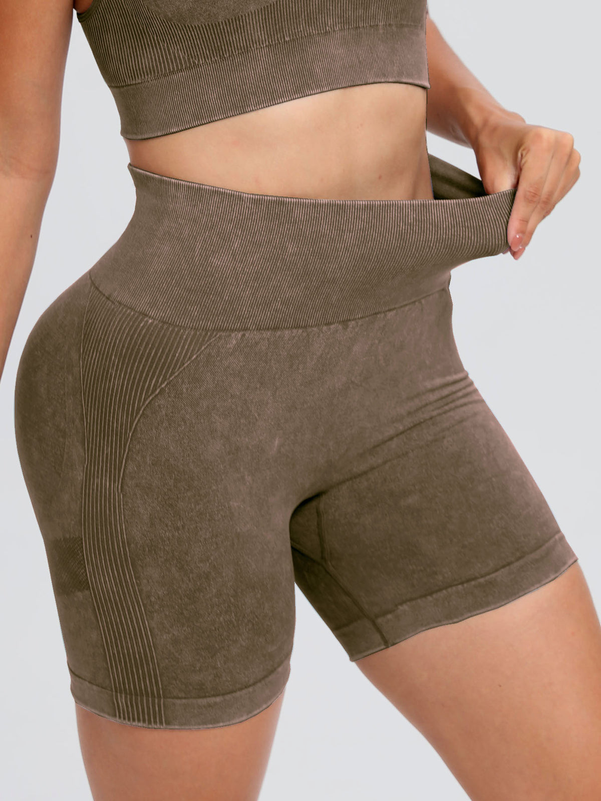 Washed High Waist Active Shorts, NikkiandNaomi