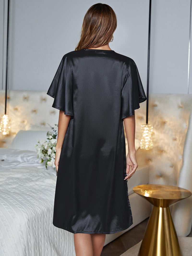 V-Neck Flutter Sleeve Night Dress, NikkiandNaomi