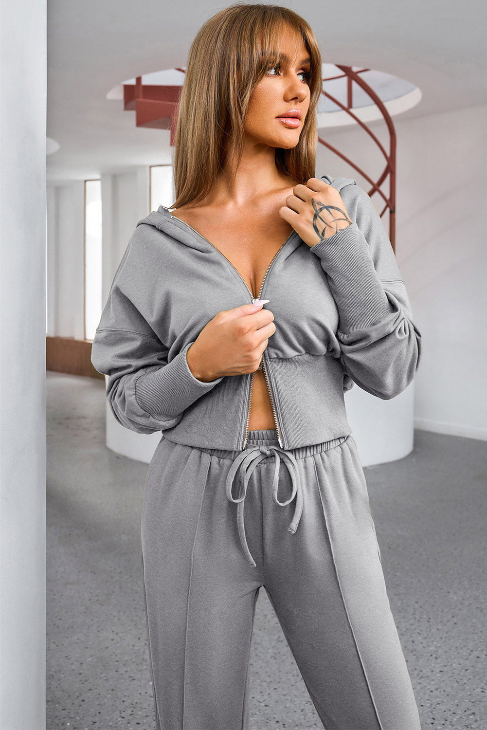 Dropped Shoulder Hoodie and Drawstring Pants Active Set, NikkiandNaomi