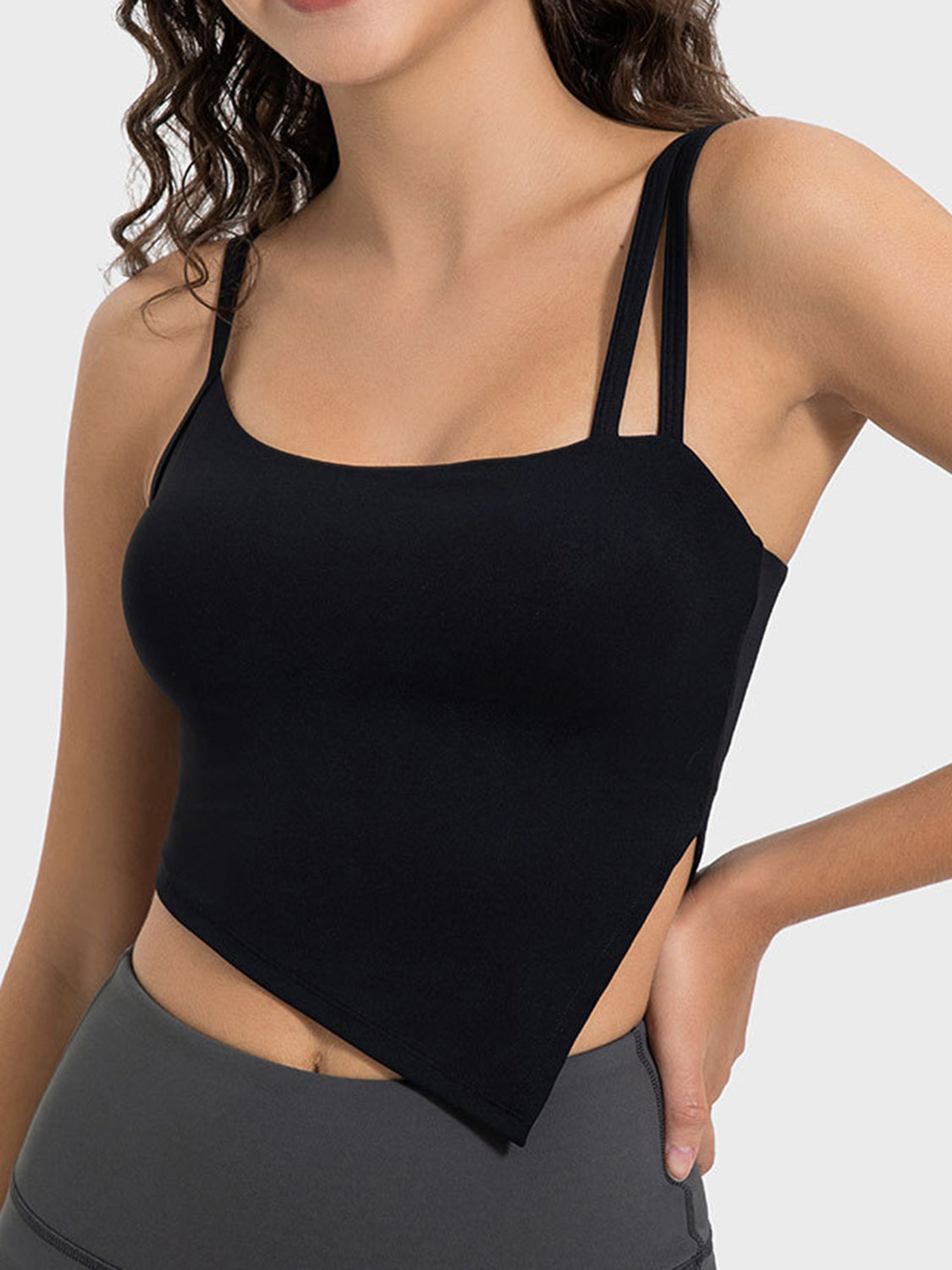 Millennia Slit Asymmetrical Neck Active Cami, NikkiandNaomi