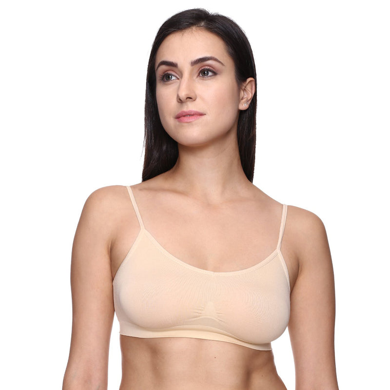 "Comfort" Beige Thin Straps Sports Bra,,NikkiandNaomi