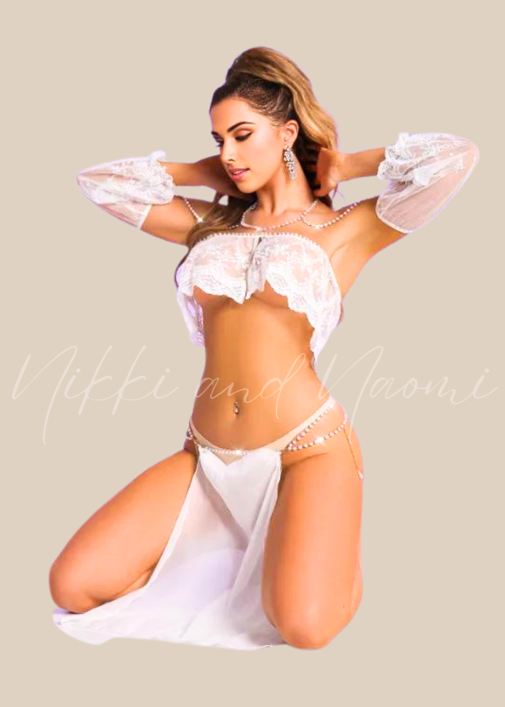 Bold white lace fantasy lingerie costume